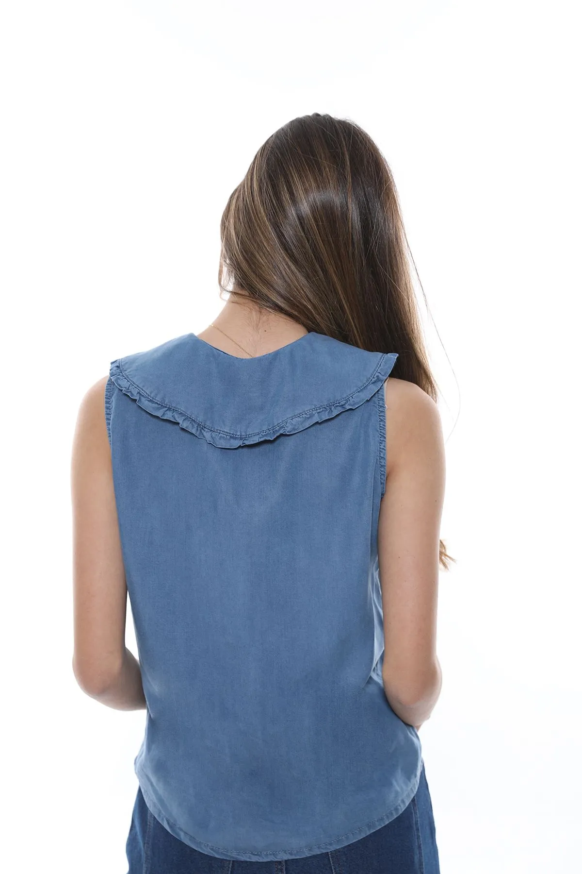 Chemise Femme Capuche Faux Denim