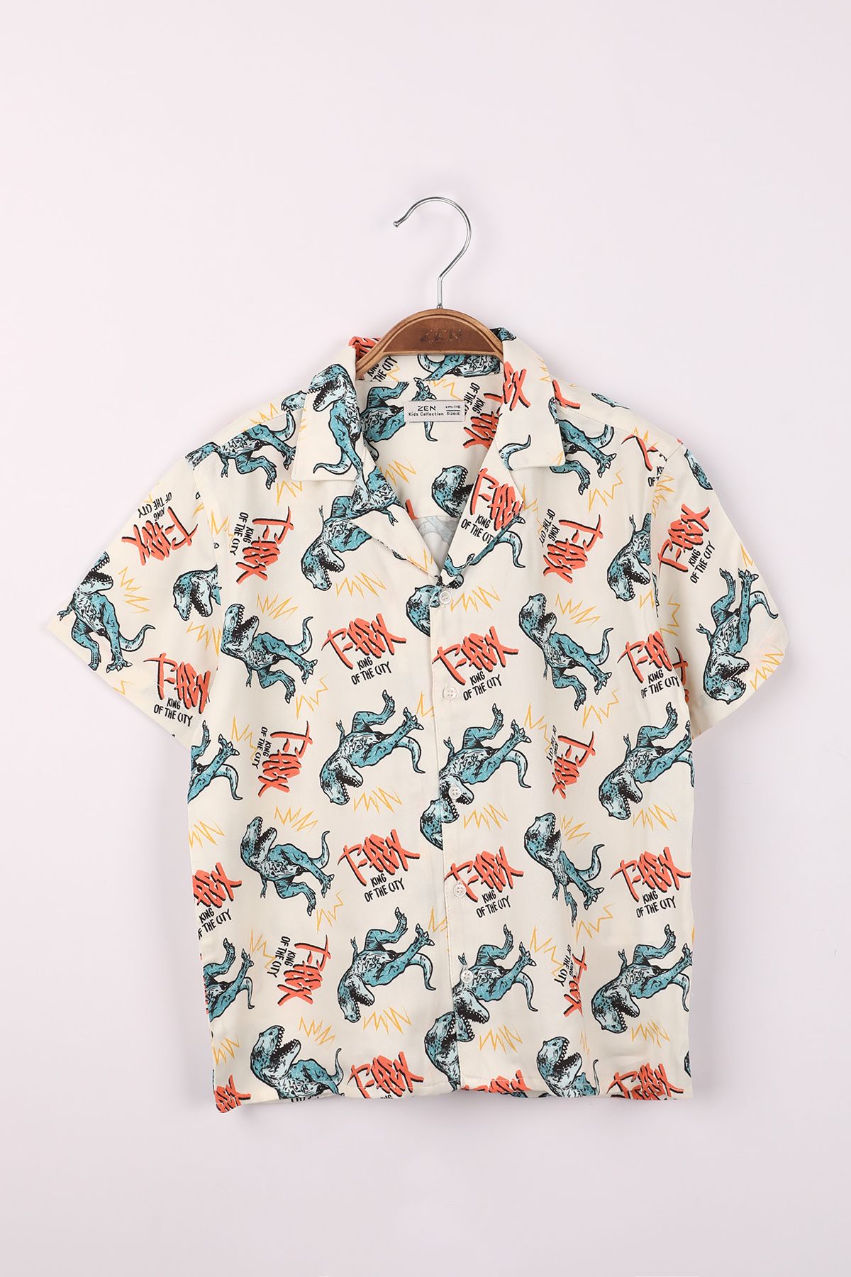 Chemise Manches Courtes Garçon 7-14 Ans | Imprimé Loisirs, 95% Polyester 5% Élasthanne, Coupe Droite Décontractée