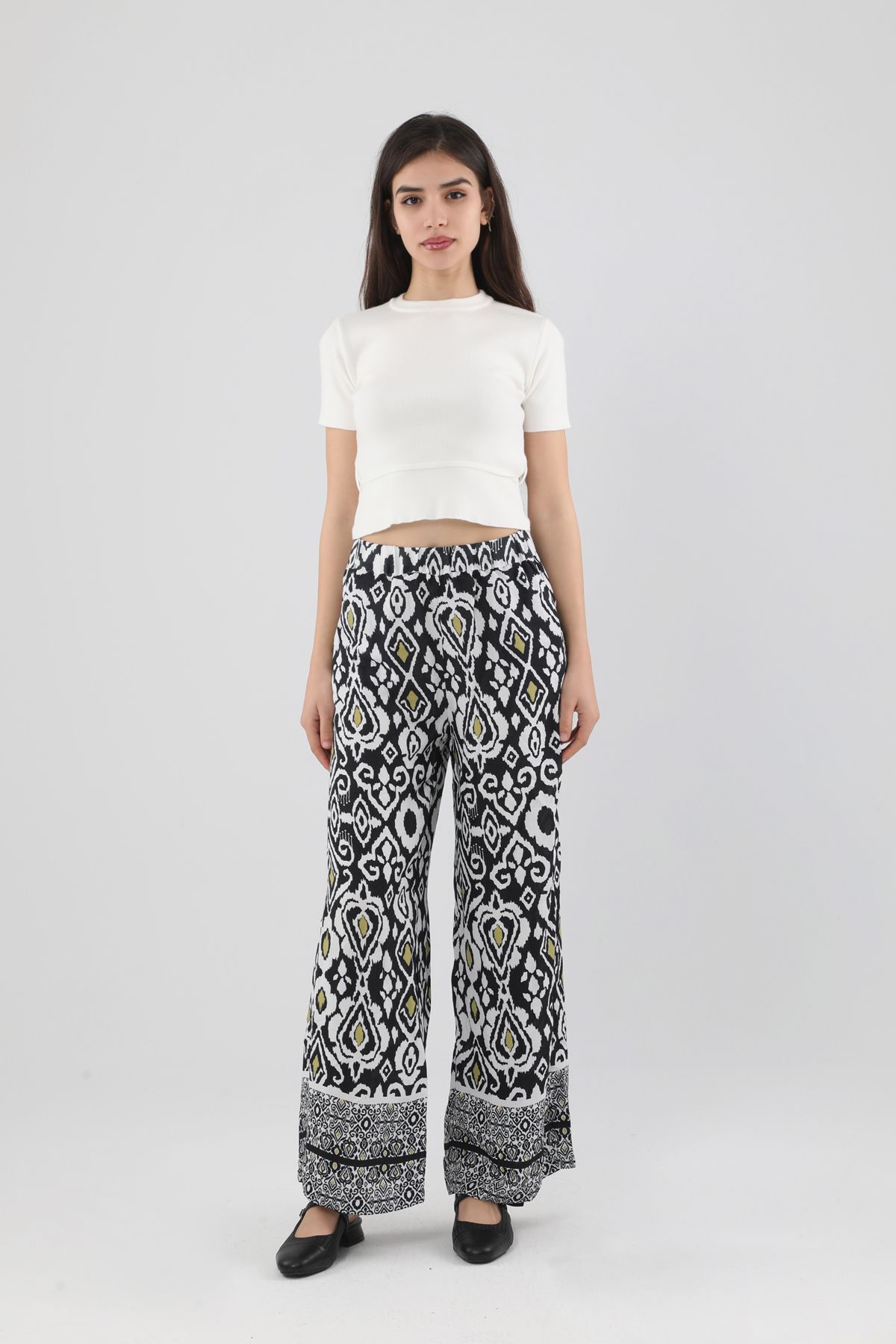 Pantalon Fluide Femme été Imprimé Boho - Taille Haute élastique - Léger, Confortable - Pour Plage, Yoga, Daily Wear